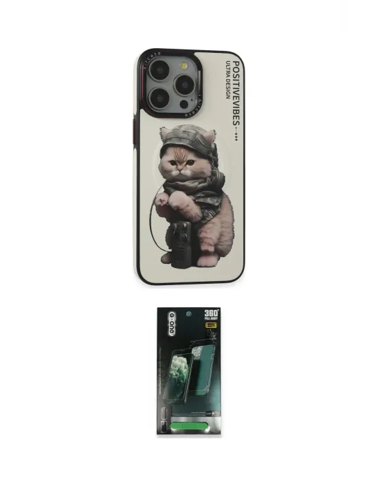 ieg™ iPhone 14 Pro Max Kılıf Siluet Modern Özel Seri - Siyah 360 Mat Full Body Arka Koruyucu