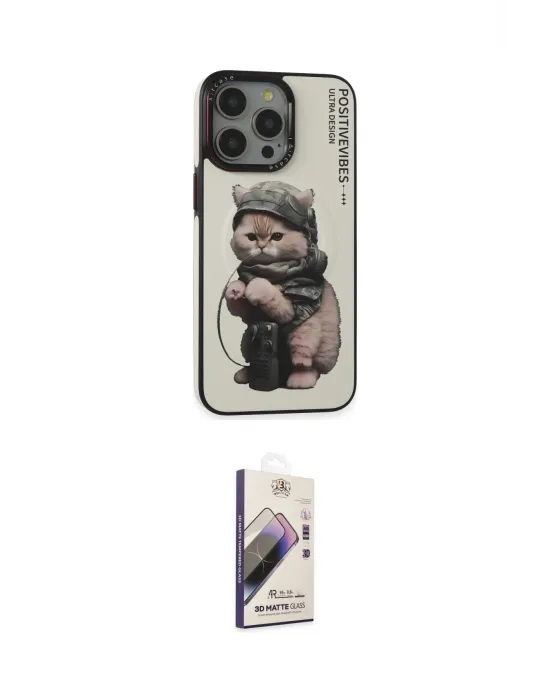 ieg™ iPhone 14 Pro Max Kılıf Siluet Modern Özel Seri - Siyah Bilvis 3D Mat Cam Ekran Koruyucu