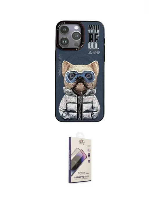 ieg™ iPhone 14 Pro Max Kılıf Siluet Modern Özel Seri - Siyah Bilvis 3D Mat Cam Ekran Koruyucu