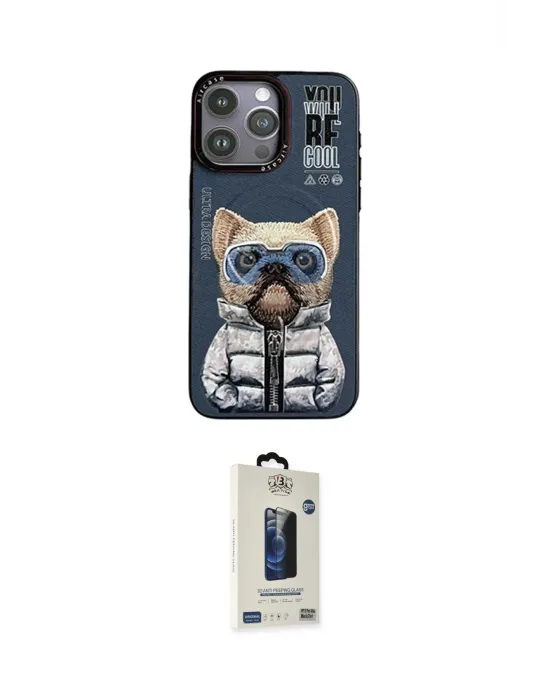 ieg™ iPhone 14 Pro Max Kılıf Siluet Modern Özel Seri - Siyah Bilvis Hayalet Cam Ekran Koruyucu