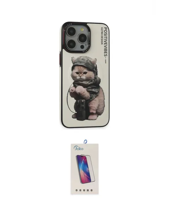 ieg™ iPhone 14 Pro Max Kılıf Siluet Modern Özel Seri - Siyah Joko 5D Cam