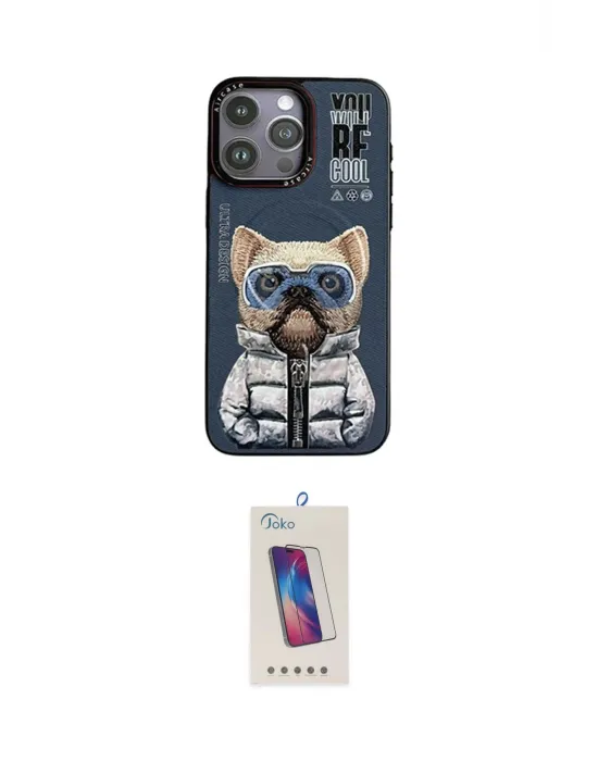 ieg™ iPhone 14 Pro Max Kılıf Siluet Modern Özel Seri - Siyah Joko 5D Cam