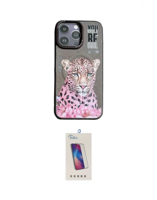 ieg™ iPhone 14 Pro Max Kılıf Siluet Modern Özel Seri - Siyah Joko 5D Cam