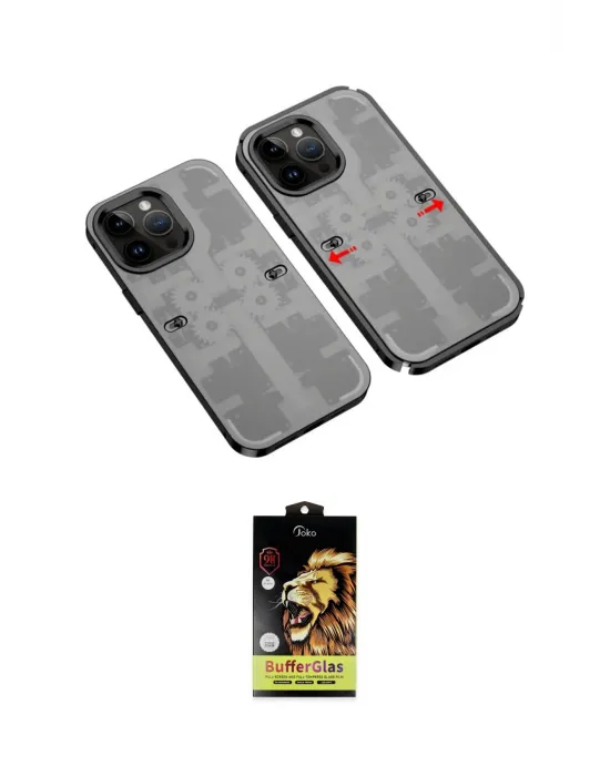 ieg™ iPhone 14 Pro Max Kılıf Ufuk Doku Prime - Siyah Buffer Cam Ekran Koruyucu