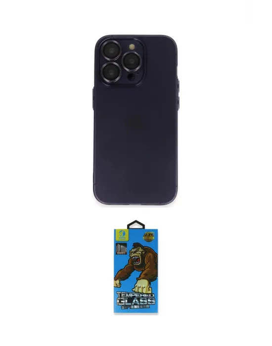 ieg™ iPhone 14 Pro Max Kılıf Ufuk Minimal Özel Seri - Siyah 18D Cam Ekran Koruyucu