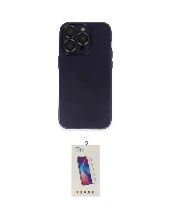 ieg™ iPhone 14 Pro Max Kılıf Ufuk Minimal Özel Seri - Siyah Joko 5D Cam