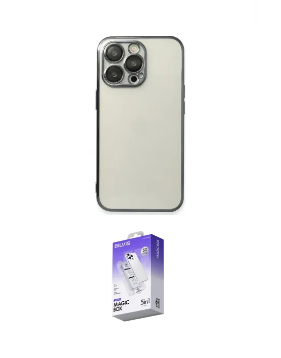 ieg™ iPhone 14 Pro Max Kılıf Vadi Minimal - Siyah Bilvis 5in1 3D Magic Cam Ekran Koruyucu