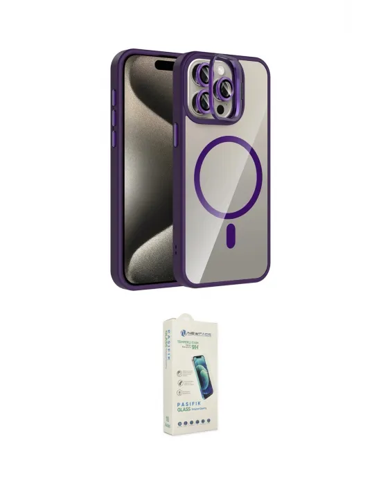 ieg™ iPhone 14 Pro Max Kılıf Yadigar Asil Koleksiyonu - Şeffaf Pasifik Cam Ekran Koruyucu