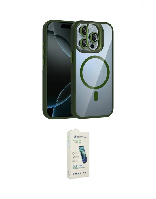ieg™ iPhone 14 Pro Max Kılıf Yadigar Asil Koleksiyonu - Şeffaf Pasifik Cam Ekran Koruyucu