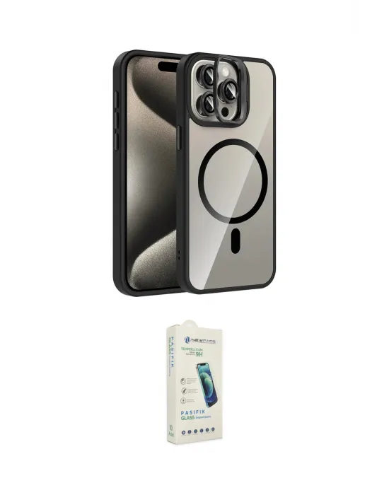 ieg™ iPhone 14 Pro Max Kılıf Yadigar Asil Koleksiyonu - Şeffaf Pasifik Cam Ekran Koruyucu