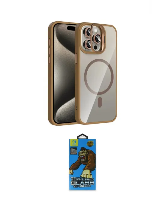 ieg™ iPhone 14 Pro Max Kılıf Yadigar Asil Koleksiyonu - Siyah 18D Cam Ekran Koruyucu