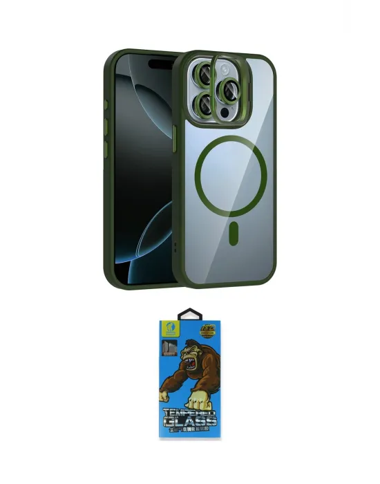 ieg™ iPhone 14 Pro Max Kılıf Yadigar Asil Koleksiyonu - Siyah 18D Cam Ekran Koruyucu