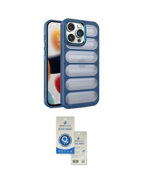 ieg™ iPhone 14 Pro Max Kılıf Yadigar Doku Özel Seri - Şeffaf Royal Nano Ekran Koruyucu