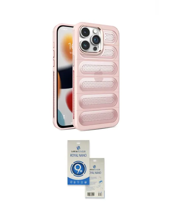 ieg™ iPhone 14 Pro Max Kılıf Yadigar Doku Özel Seri - Şeffaf Royal Nano Ekran Koruyucu