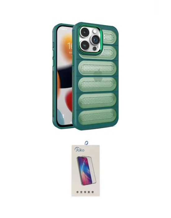 ieg™ iPhone 14 Pro Max Kılıf Yadigar Doku Özel Seri - Siyah Joko 5D Cam