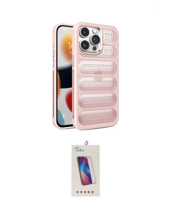 ieg™ iPhone 14 Pro Max Kılıf Yadigar Doku Özel Seri - Siyah Joko 5D Cam
