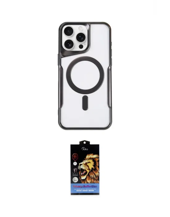 ieg™ iPhone 14 Pro Max Kılıf Yadigar Klasik Özel Seri - Siyah Buffer Hayalet Cam Ekran Koruyucu
