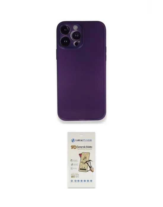 ieg™ iPhone 14 Pro Max Kılıf Yadigar Yansıma Serisi - Siyah Mat Seramik Nano Ekran Koruyucu