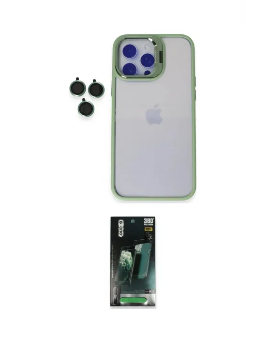 ieg™ iPhone 14 Pro Max Kılıf Yankı Asil Serisi - Şeffaf 360 Full Body Arka Koruyucu