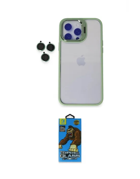 ieg™ iPhone 14 Pro Max Kılıf Yankı Asil Serisi - Siyah 18D Cam Ekran Koruyucu