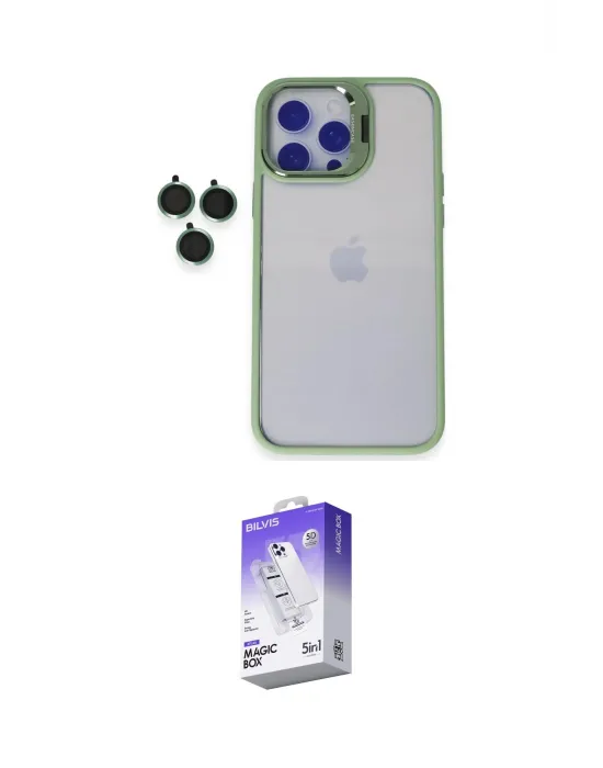 ieg™ iPhone 14 Pro Max Kılıf Yankı Asil Serisi - Siyah Bilvis 5in1 3D Magic Cam Ekran Koruyucu
