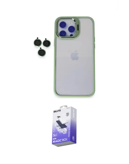 ieg™ iPhone 14 Pro Max Kılıf Yankı Asil Serisi - Siyah Bilvis 5in1 5D Magic Hayalet Cam Ekran Koruyucu