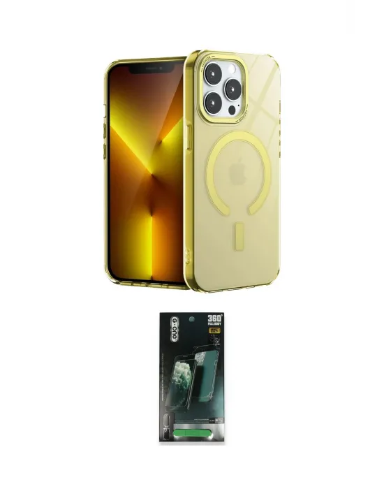 ieg™ iPhone 14 Pro Max Kılıf Yankı Çizgi - Şeffaf 360 Full Body Arka Koruyucu