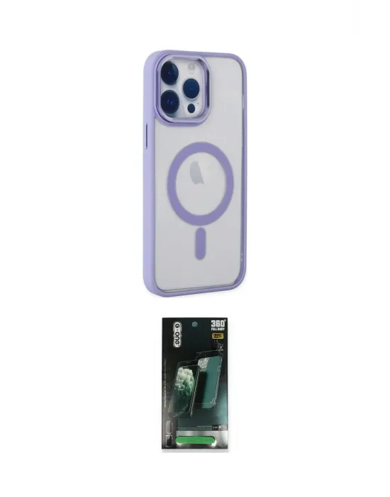 ieg™ iPhone 14 Pro Max Kılıf Yankı Işık Özel Seri - Şeffaf 360 Full Body Arka Koruyucu