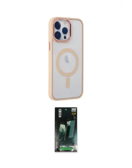ieg™ iPhone 14 Pro Max Kılıf Yankı Işık Özel Seri - Şeffaf 360 Full Body Arka Koruyucu