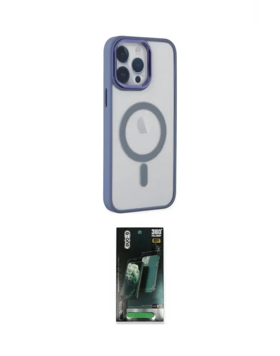ieg™ iPhone 14 Pro Max Kılıf Yankı Işık Özel Seri - Şeffaf 360 Full Body Arka Koruyucu