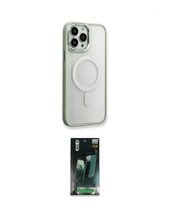 ieg™ iPhone 14 Pro Max Kılıf Yankı Işık Özel Seri - Şeffaf 360 Full Body Arka Koruyucu