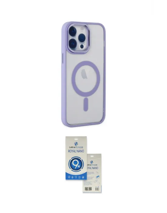 ieg™ iPhone 14 Pro Max Kılıf Yankı Işık Özel Seri - Şeffaf Royal Nano Ekran Koruyucu