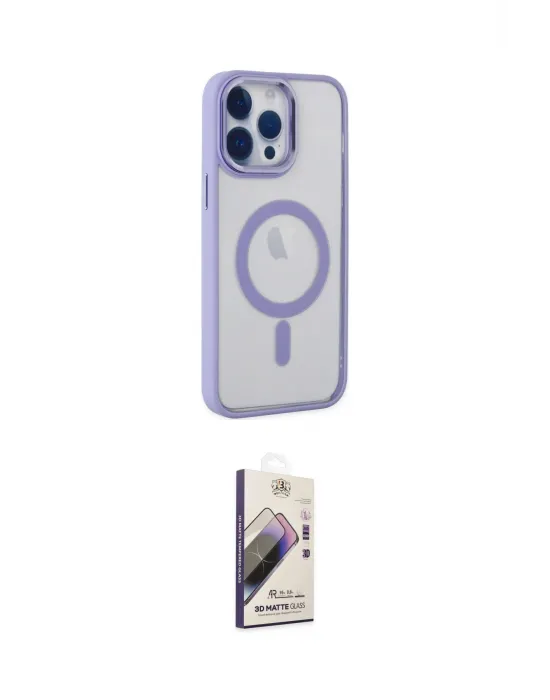 ieg™ iPhone 14 Pro Max Kılıf Yankı Işık Özel Seri - Siyah Bilvis 3D Mat Cam Ekran Koruyucu
