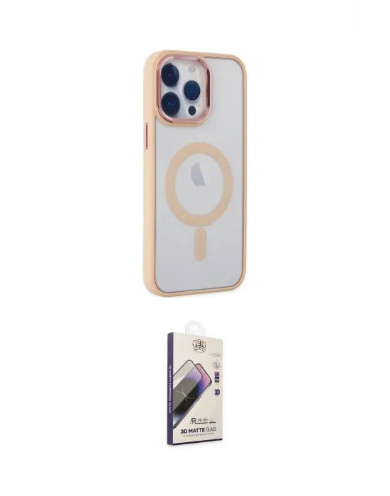 ieg™ iPhone 14 Pro Max Kılıf Yankı Işık Özel Seri - Siyah Bilvis 3D Mat Cam Ekran Koruyucu