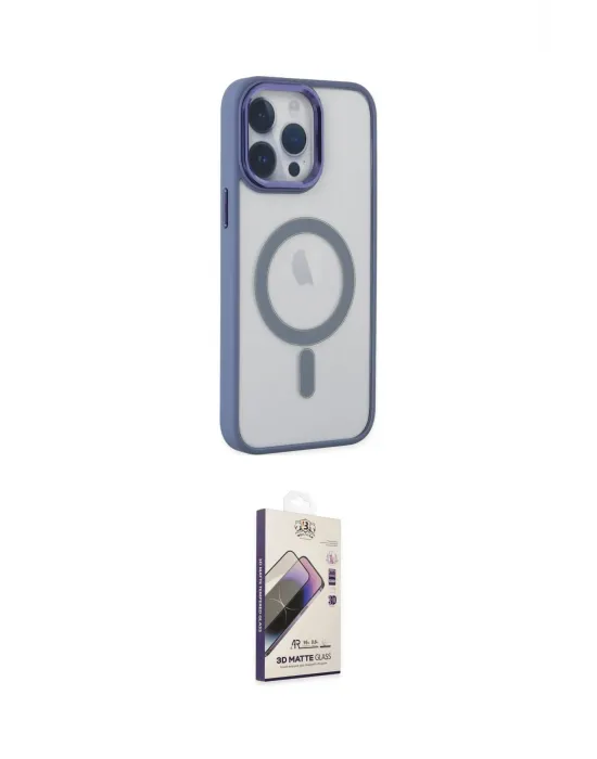 ieg™ iPhone 14 Pro Max Kılıf Yankı Işık Özel Seri - Siyah Bilvis 3D Mat Cam Ekran Koruyucu
