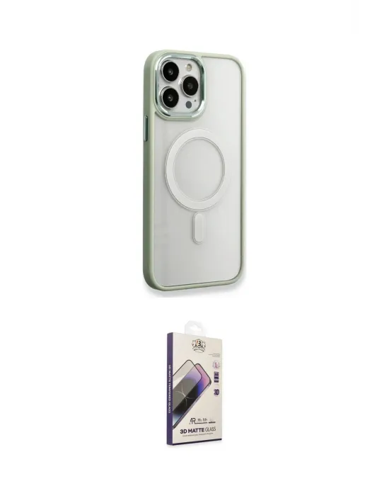 ieg™ iPhone 14 Pro Max Kılıf Yankı Işık Özel Seri - Siyah Bilvis 3D Mat Cam Ekran Koruyucu