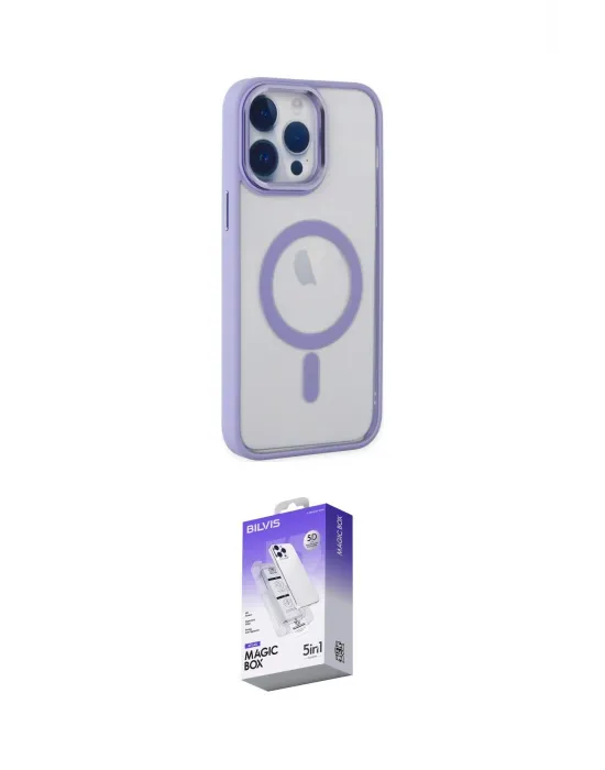 ieg™ iPhone 14 Pro Max Kılıf Yankı Işık Özel Seri - Siyah Bilvis 5in1 3D Magic Cam Ekran Koruyucu