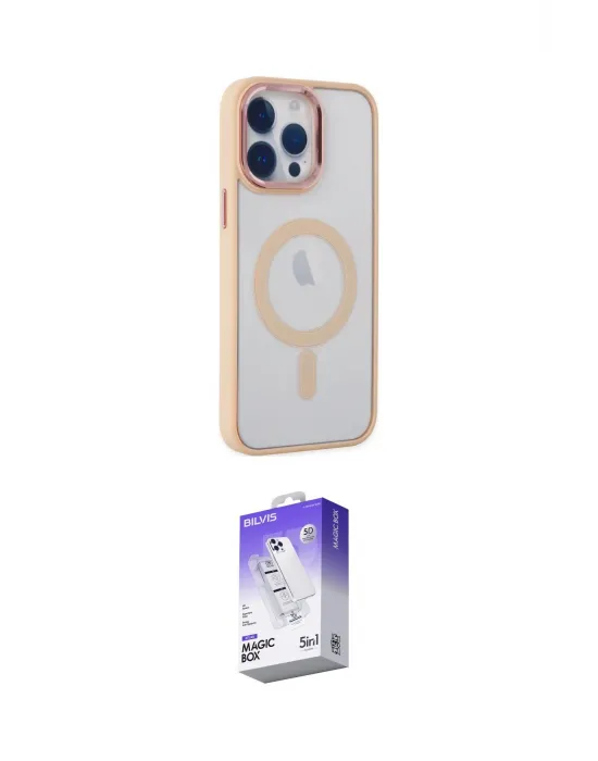 ieg™ iPhone 14 Pro Max Kılıf Yankı Işık Özel Seri - Siyah Bilvis 5in1 3D Magic Cam Ekran Koruyucu