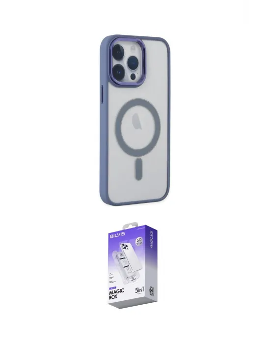 ieg™ iPhone 14 Pro Max Kılıf Yankı Işık Özel Seri - Siyah Bilvis 5in1 3D Magic Cam Ekran Koruyucu