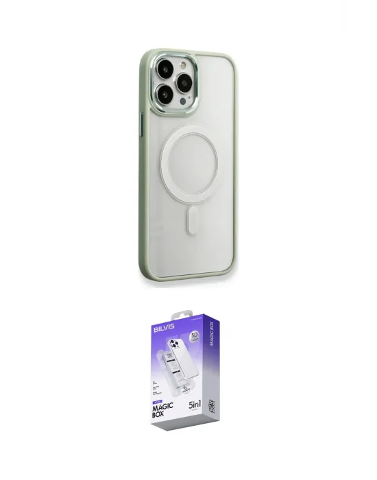 ieg™ iPhone 14 Pro Max Kılıf Yankı Işık Özel Seri - Siyah Bilvis 5in1 3D Magic Cam Ekran Koruyucu