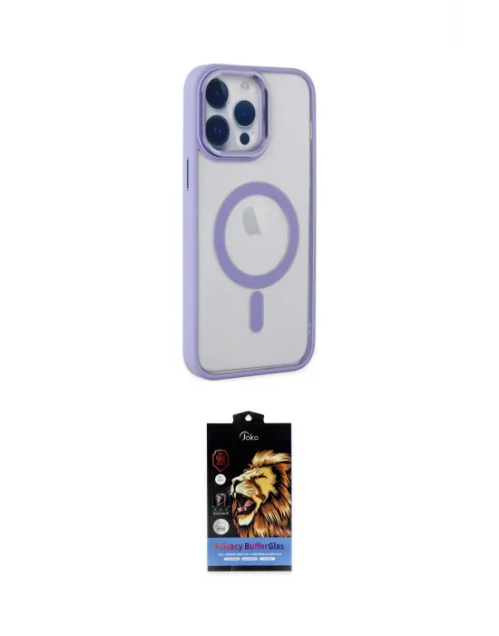 ieg™ iPhone 14 Pro Max Kılıf Yankı Işık Özel Seri - Siyah Buffer Hayalet Cam Ekran Koruyucu