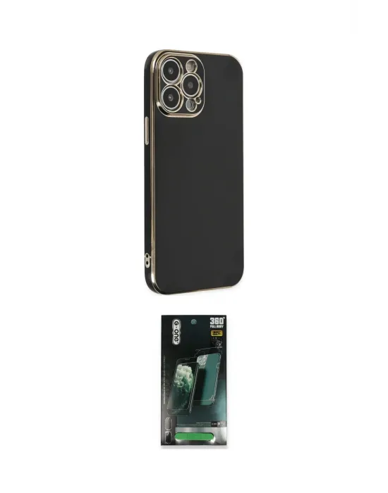 ieg™ iPhone 14 Pro Max Kılıf Yankı Serisi - Siyah 360 Mat Full Body Arka Koruyucu