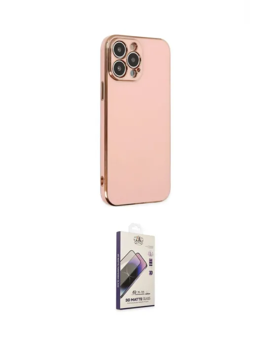 ieg™ iPhone 14 Pro Max Kılıf Yankı Serisi - Siyah Bilvis 3D Mat Cam Ekran Koruyucu