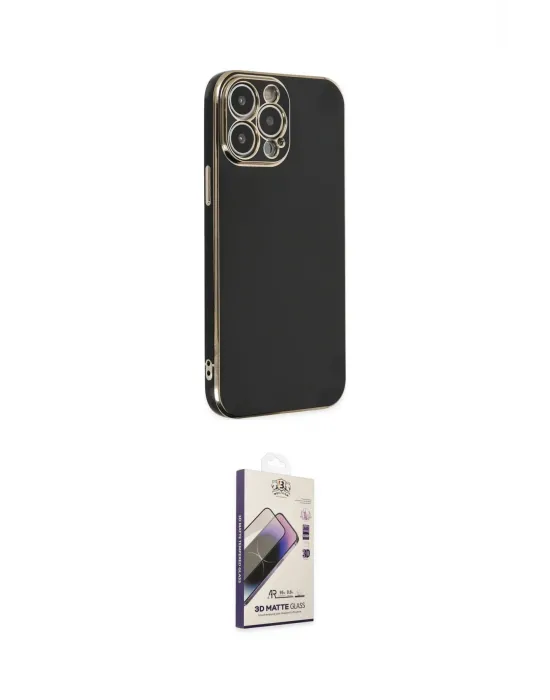 ieg™ iPhone 14 Pro Max Kılıf Yankı Serisi - Siyah Bilvis 3D Mat Cam Ekran Koruyucu