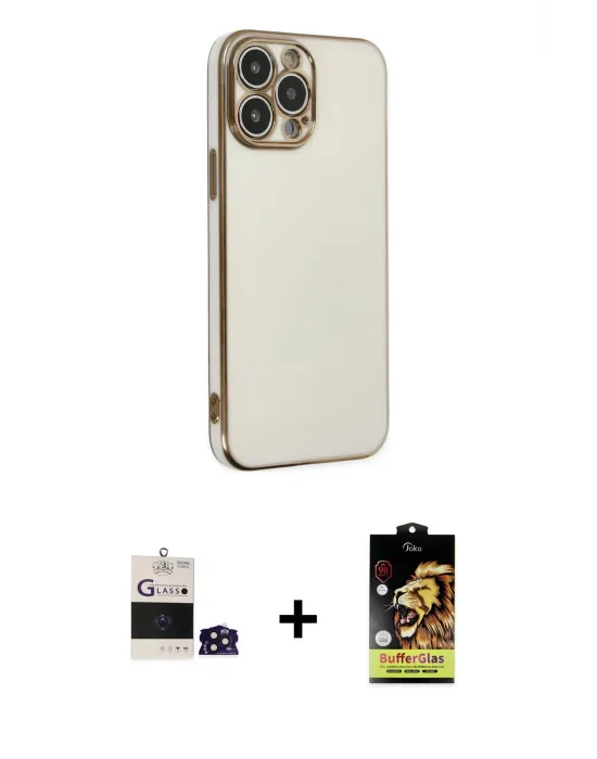 ieg™ iPhone 14 Pro Max Kılıf Yankı Serisi - Siyah Buffer Cam Ekran Koruyucu + Bilvis Titan Kamera Lens - DNMR