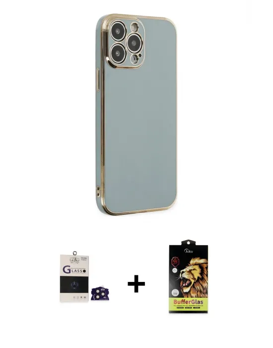 ieg™ iPhone 14 Pro Max Kılıf Yankı Serisi - Siyah Buffer Cam Ekran Koruyucu + Bilvis Titan Kamera Lens - DNMR