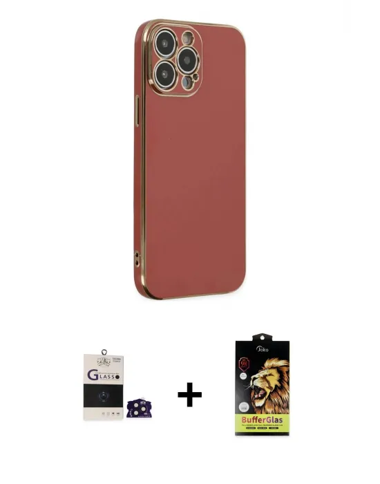 ieg™ iPhone 14 Pro Max Kılıf Yankı Serisi - Siyah Buffer Cam Ekran Koruyucu + Bilvis Titan Kamera Lens - DNMR