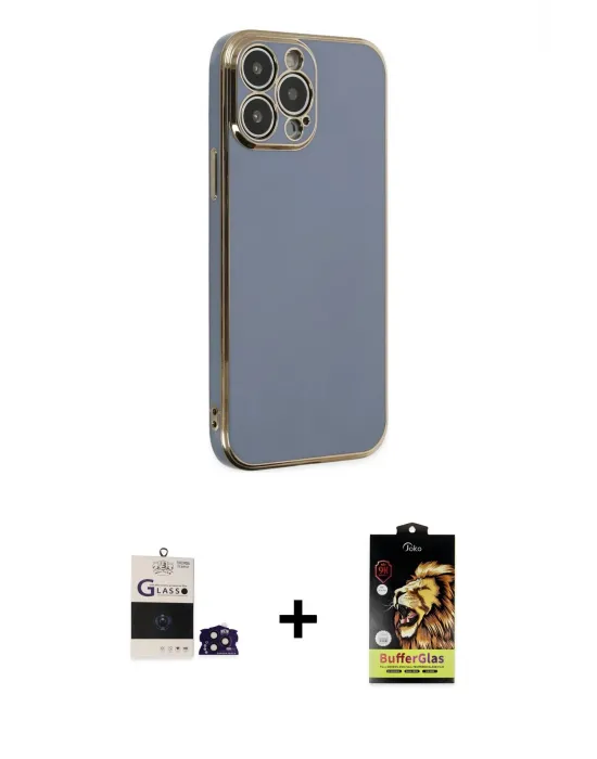 ieg™ iPhone 14 Pro Max Kılıf Yankı Serisi - Siyah Buffer Cam Ekran Koruyucu + Bilvis Titan Kamera Lens - DNMR