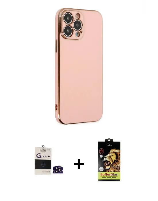 ieg™ iPhone 14 Pro Max Kılıf Yankı Serisi - Siyah Buffer Cam Ekran Koruyucu + Bilvis Titan Kamera Lens - DNMR