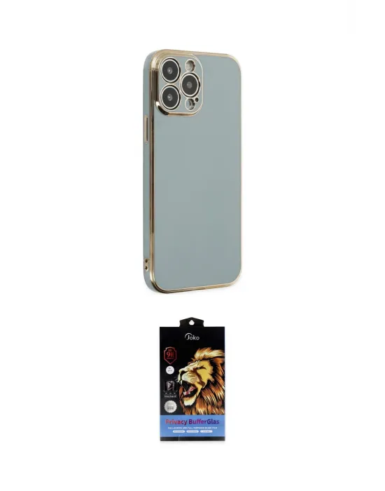 ieg™ iPhone 14 Pro Max Kılıf Yankı Serisi - Siyah Buffer Hayalet Cam Ekran Koruyucu